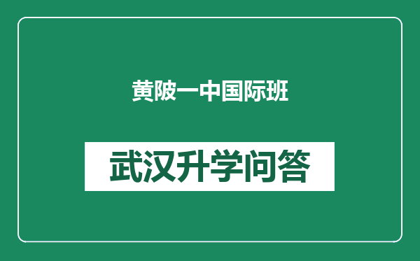 黄陂一中国际班