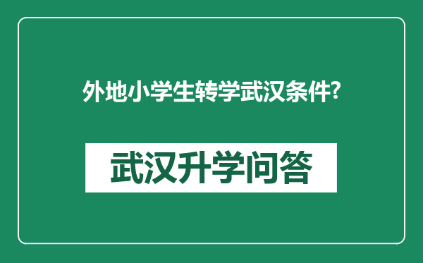 外地小学生转学武汉条件?