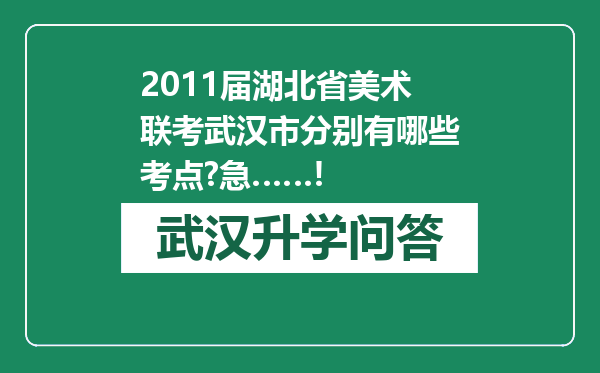 2011届湖北省美术联考武汉市分别有哪些考点?急……!
