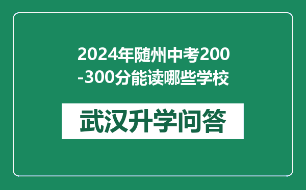 2024年随州中考200-300分能读哪些学校