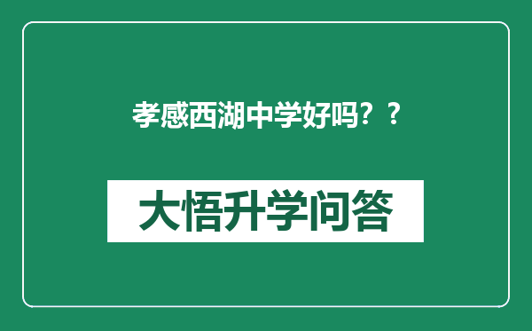 孝感西湖中学好吗？?