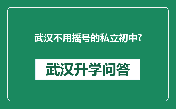 武汉不用摇号的私立初中?