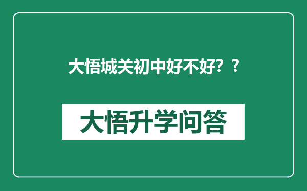 大悟城关初中好不好？?