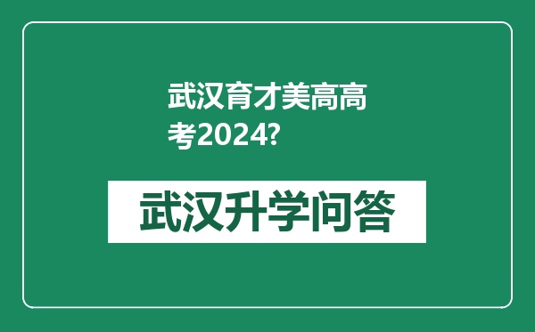 武汉育才美高高考2024?