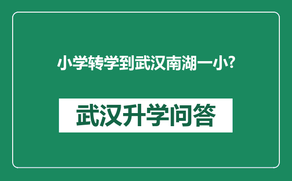 小学转学到武汉南湖一小?