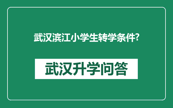 武汉滨江小学生转学条件?
