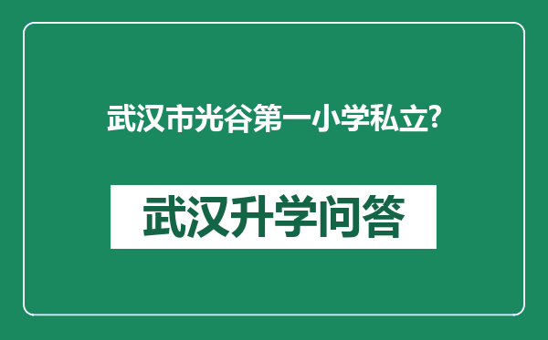 武汉市光谷第一小学私立?