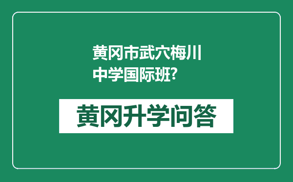 黄冈市武穴梅川中学国际班?