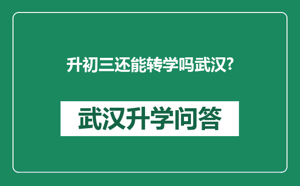 升初三还能转学吗武汉?