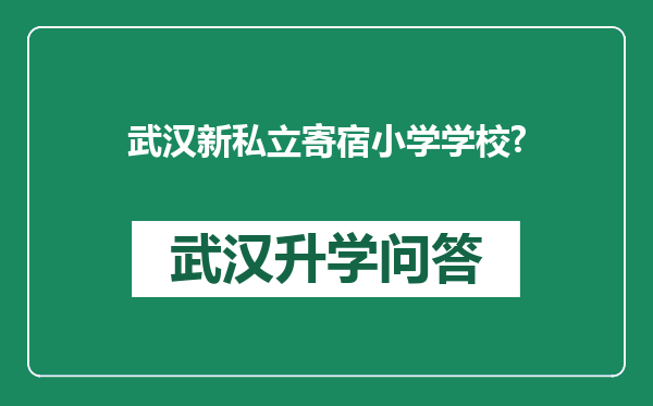 武汉新私立寄宿小学学校?