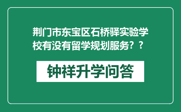 荆门市东宝区石桥驿实验学校有没有留学规划服务？?