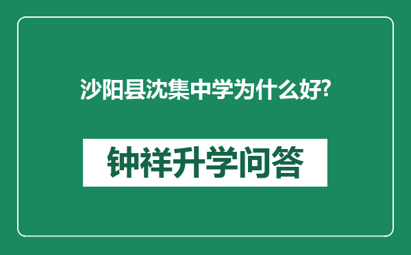 沙阳县沈集中学为什么好?