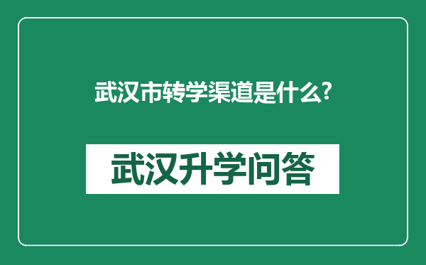 武汉市转学渠道是什么?
