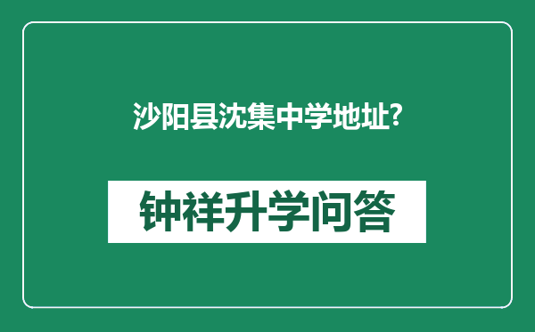 沙阳县沈集中学地址?