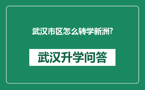 武汉市区怎么转学新洲?