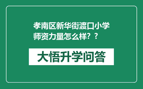 孝南区新华街渡口小学师资力量怎么样？?