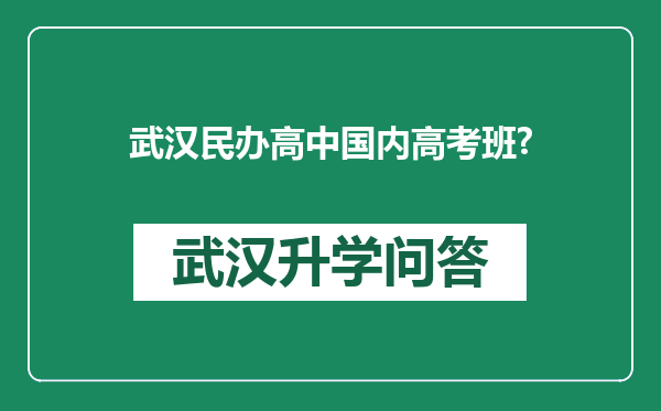 武汉民办高中国内高考班?
