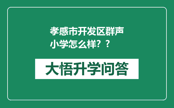 孝感市开发区群声小学怎么样？?
