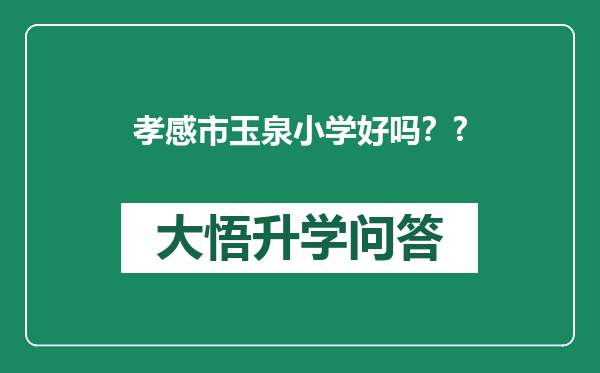 孝感市玉泉小学好吗？?