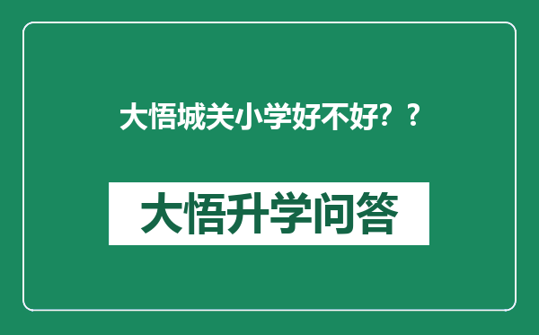 大悟城关小学好不好？?