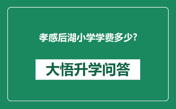 孝感后湖小学学费多少?