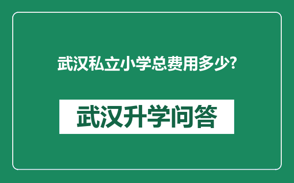武汉私立小学总费用多少?