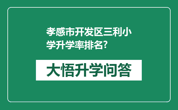 孝感市开发区三利小学升学率排名?