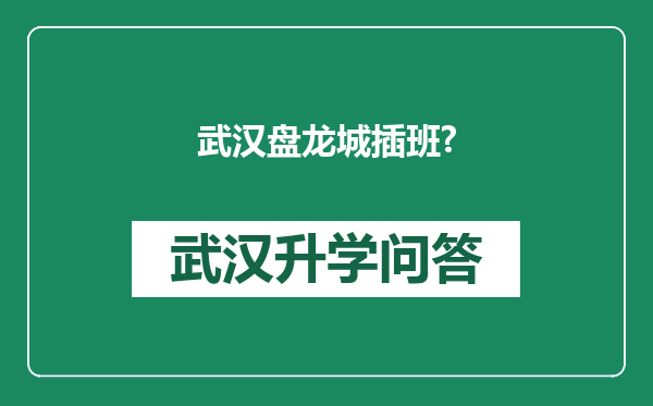 武汉盘龙城插班?