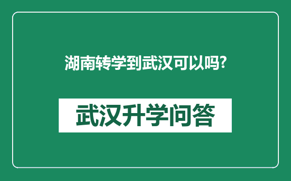 湖南转学到武汉可以吗?