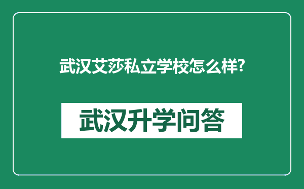 武汉艾莎私立学校怎么样?