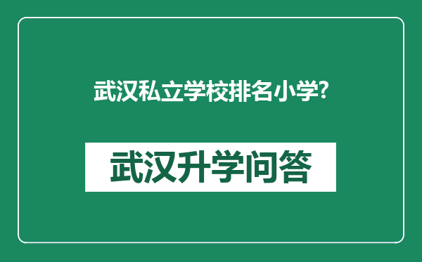 武汉私立学校排名小学?