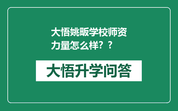 大悟姚畈学校师资力量怎么样？?
