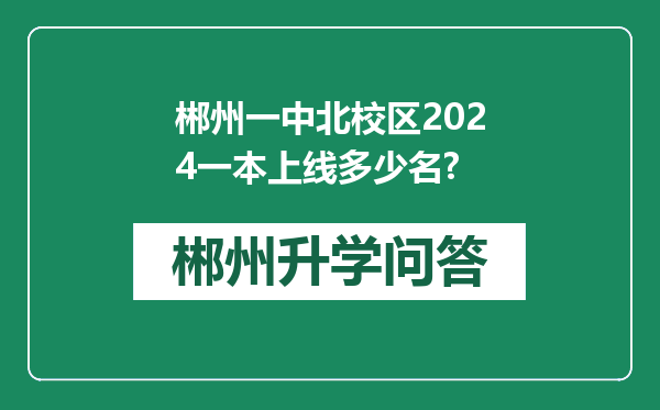 郴州一中北校区2024一本上线多少名?