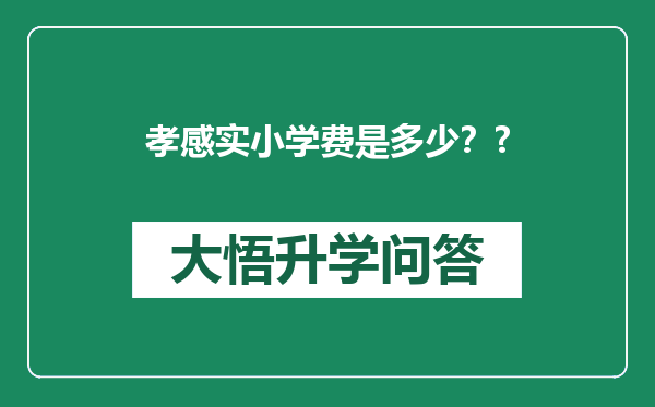 孝感实小学费是多少？?