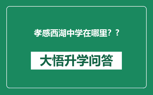 孝感西湖中学在哪里？?