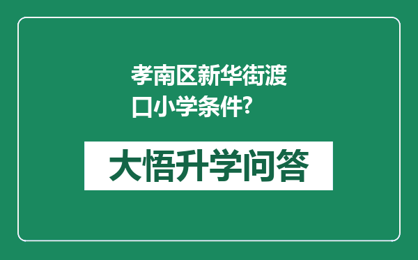 孝南区新华街渡口小学条件?