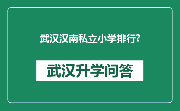 武汉汉南私立小学排行?