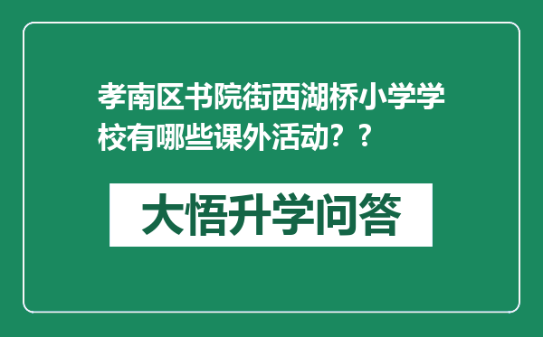 孝南区书院街西湖桥小学学校有哪些课外活动？?