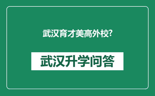 武汉育才美高外校?