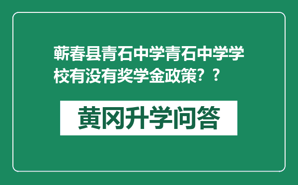 蕲春县青石中学青石中学学校有没有奖学金政策？?