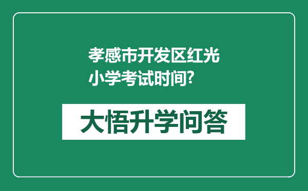 孝感市开发区红光小学考试时间?