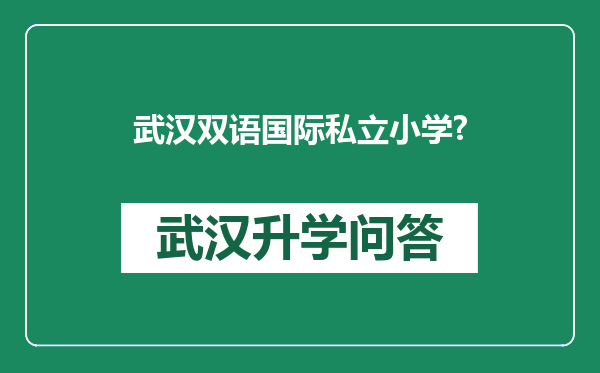 武汉双语国际私立小学?