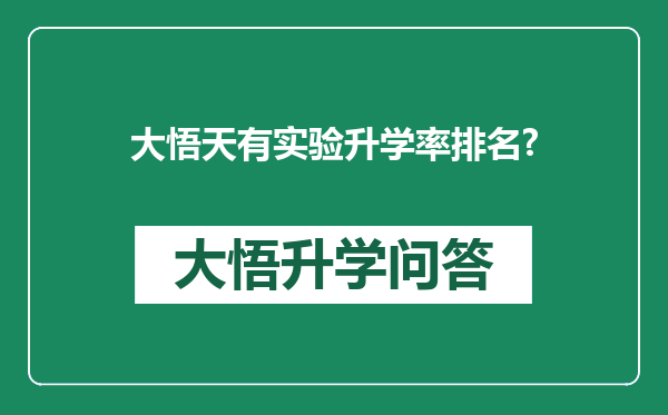 大悟天有实验升学率排名?