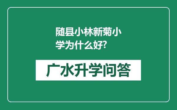 随县小林新菊小学为什么好?