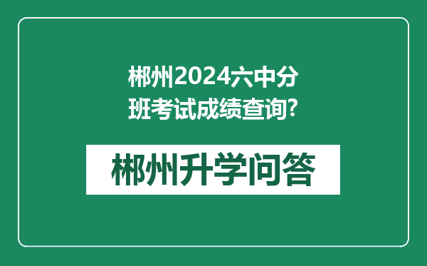 郴州2024六中分班考试成绩查询?