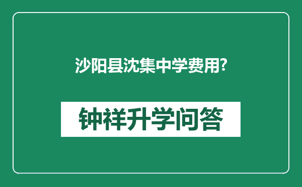 沙阳县沈集中学费用?