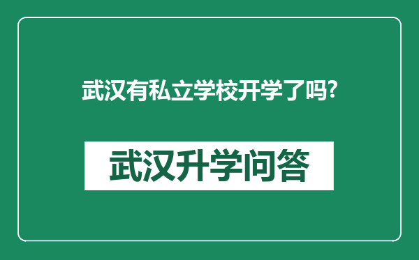 武汉有私立学校开学了吗?