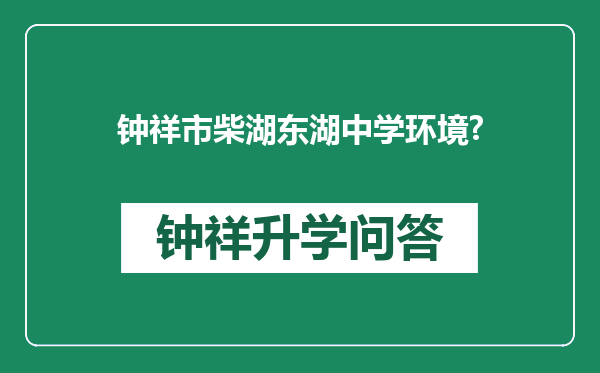 钟祥市柴湖东湖中学环境?