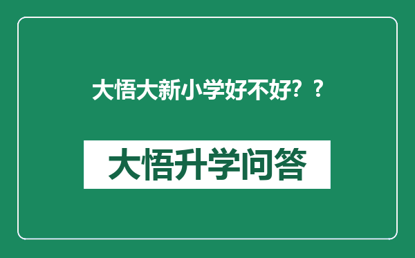 大悟大新小学好不好？?