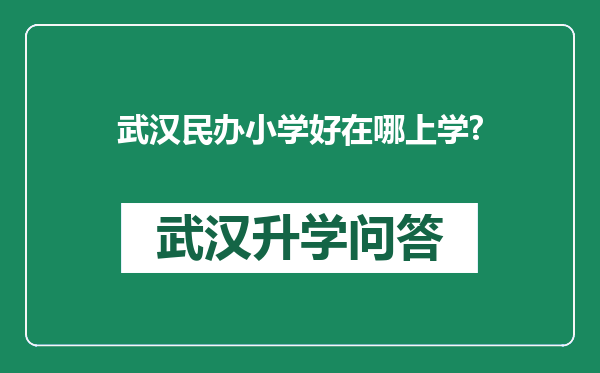 武汉民办小学好在哪上学?
